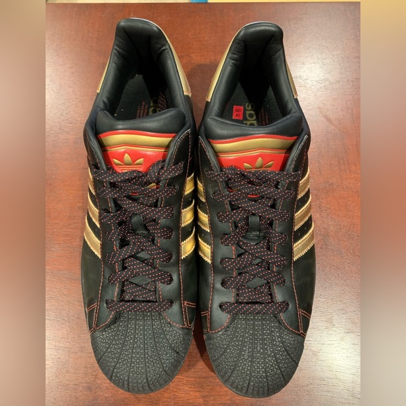 adidas Shoes Rare Adidas Shell Toe Black Gold With Red Stitching 2